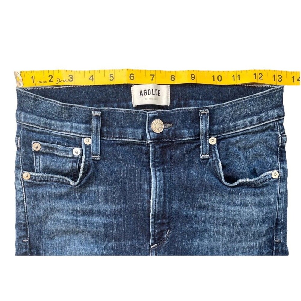 AGOLDE Sophie Crop Jeans Women's Size 27 Raw Hem Slim Jean Medium/Dark Wash - Picture 3 of 9